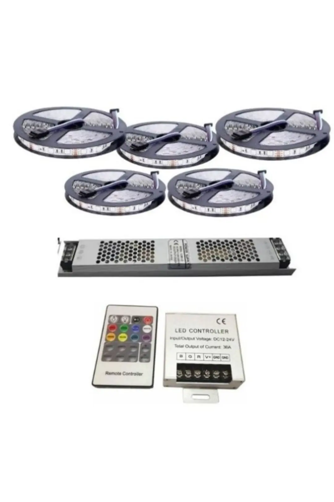 25 Metre Iç Rgb Şerit Led 25 Amper Ultra Slim Trafo Kumanda 3 Çip 5050 Double Pcb