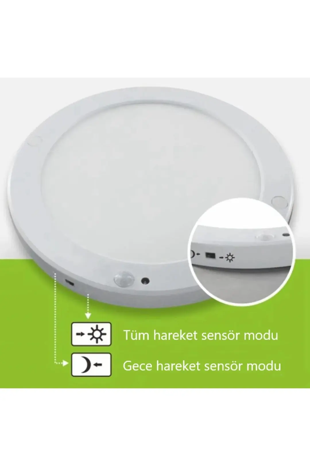 CT-9247 20W Sensörlü LED Armatür Sıva Üstü Tavan & Duvar Lambası Gece-Gündüz Otomatik 6400K Bey