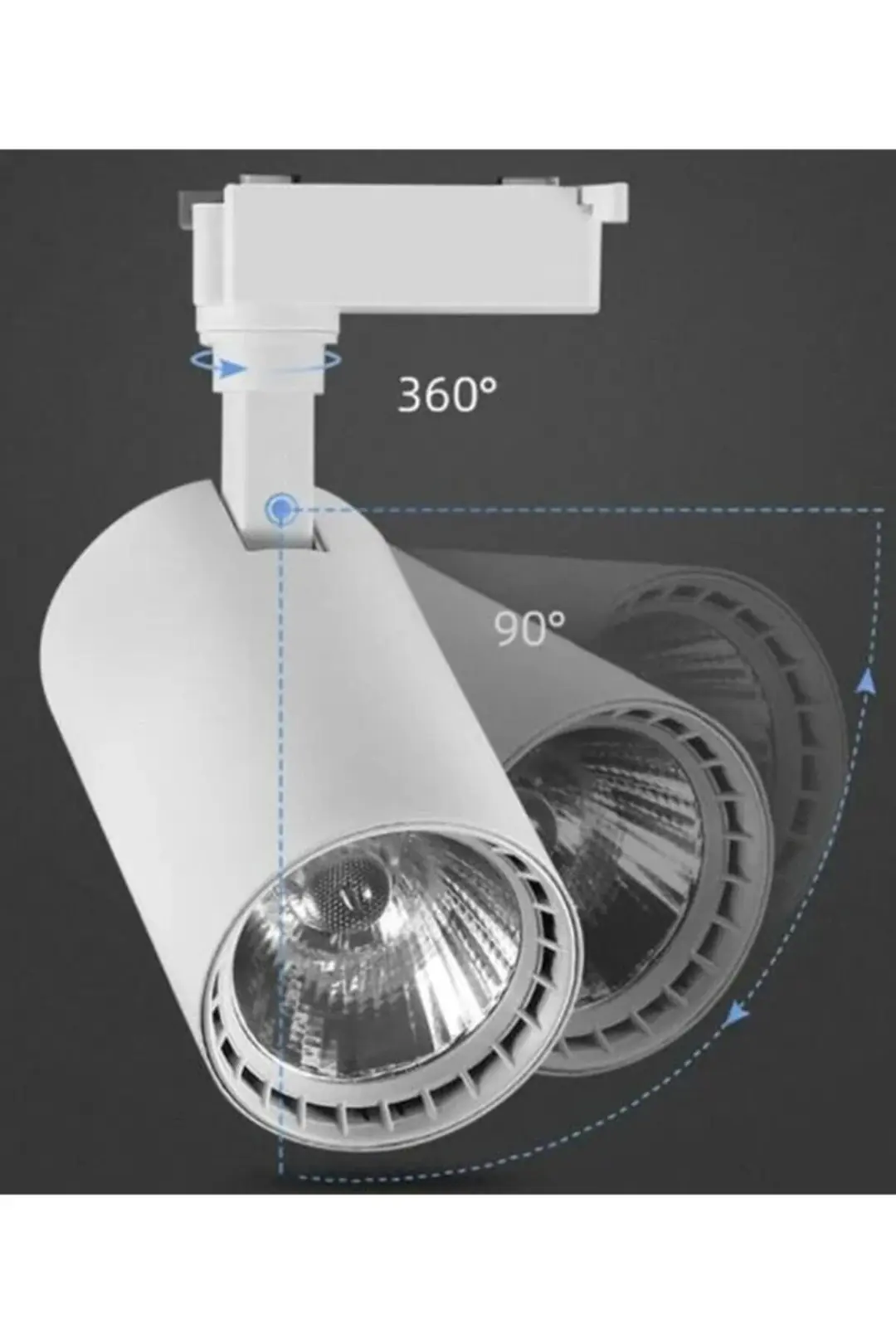 3 Adet 30w Led Beyaz Ray Spot Lamba 1 Metre Raylı Mağaza Ve Vitrin Armatürü Beyaz Kasa Beyaz Işık