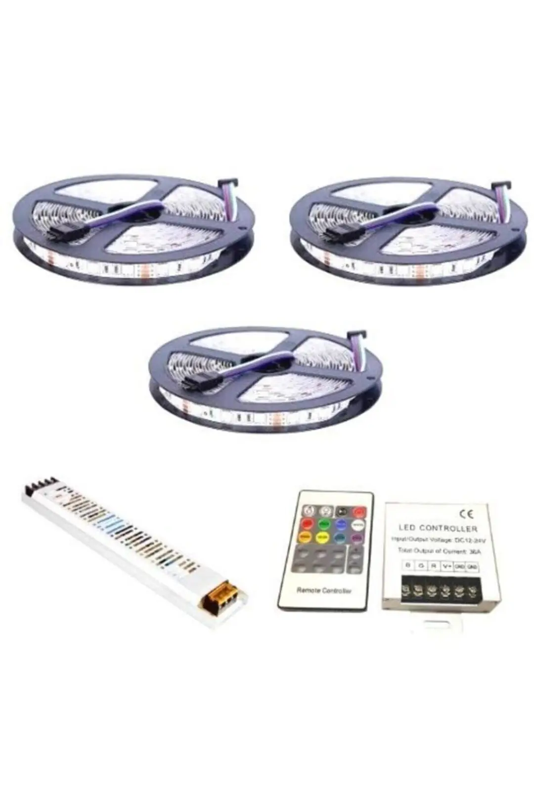 15 Metre Iç Rgb Şerit Led Ultra Slim Trafo Kumanda 3 Çip 5050 Double Pcb