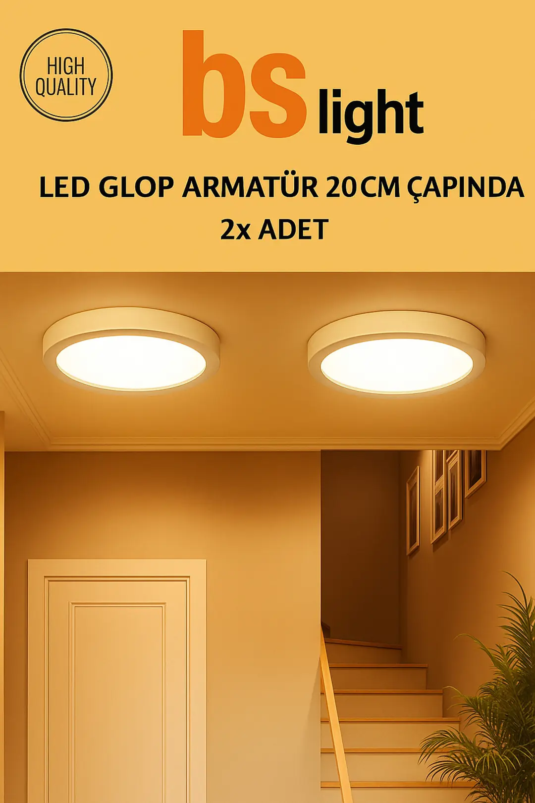 2x18W LED Panel Sıva Üstü Armatür –Günışığı- Led Avize Tavan Lambası Glop Aplik Banyo Balkon Koridor