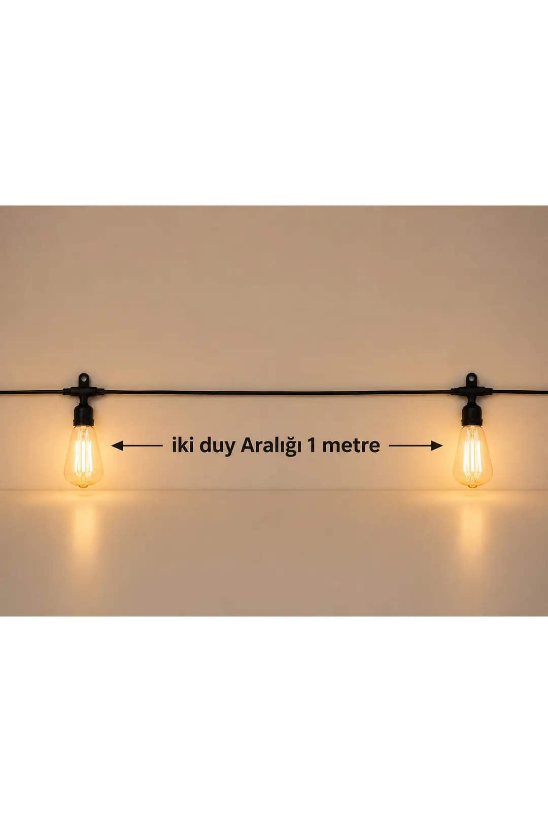 Kırılmaz Rustik Led Ampullü 10 Metre 10 Duy Organizasyon Parti Bahçe Düğün Sıralı Zincir Aydınlatma