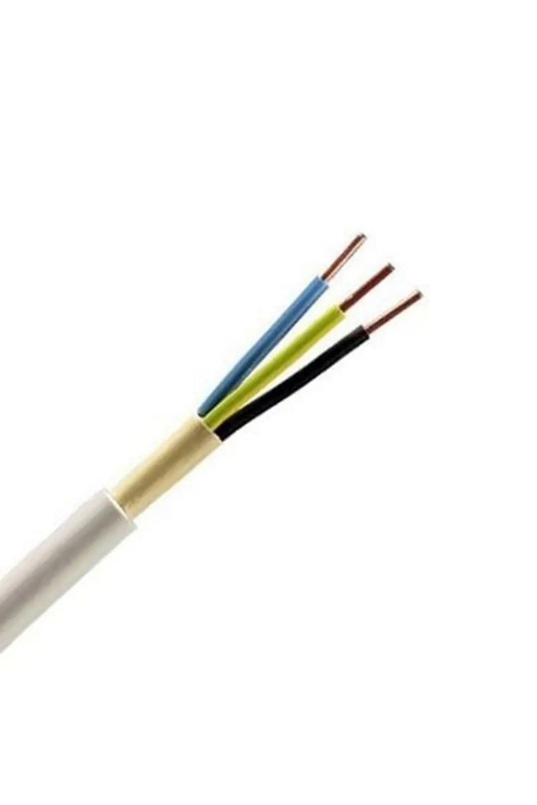 3 X 2,5 Antigron (nym) Kablo - Tam Bakır - Beyaz - 6 Metre