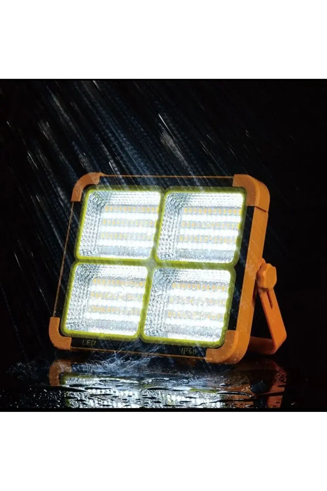 Güneş Enerjili Solar 200w Watt Led Projektör Taşınabilir Sarı Beyaz Ve Çakar Işık Lamba Ip44