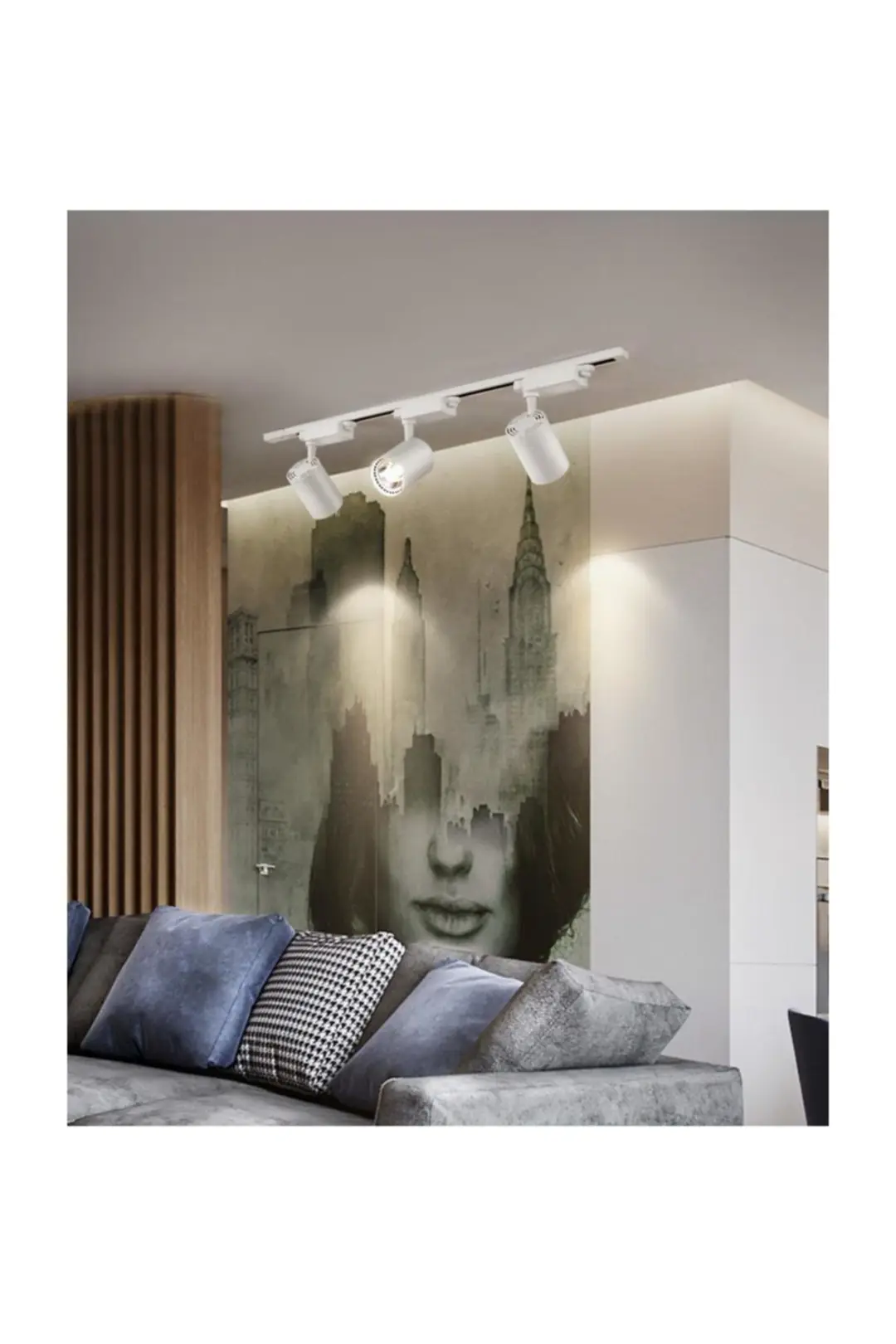 6 Adet 30w  Ray Spot Vitrin Armatürü 2 Metre Raylı Spot Lamba Beyaz Kasa Günışığı Renkli Spot