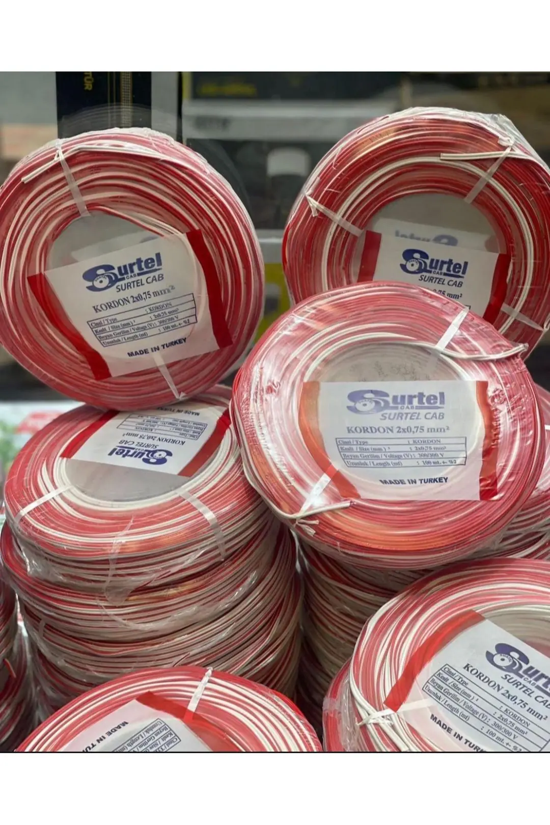SURTEL 2x0,75 mm Beyaz Yassı Kordon Kablo Tam Bakır 100 metre