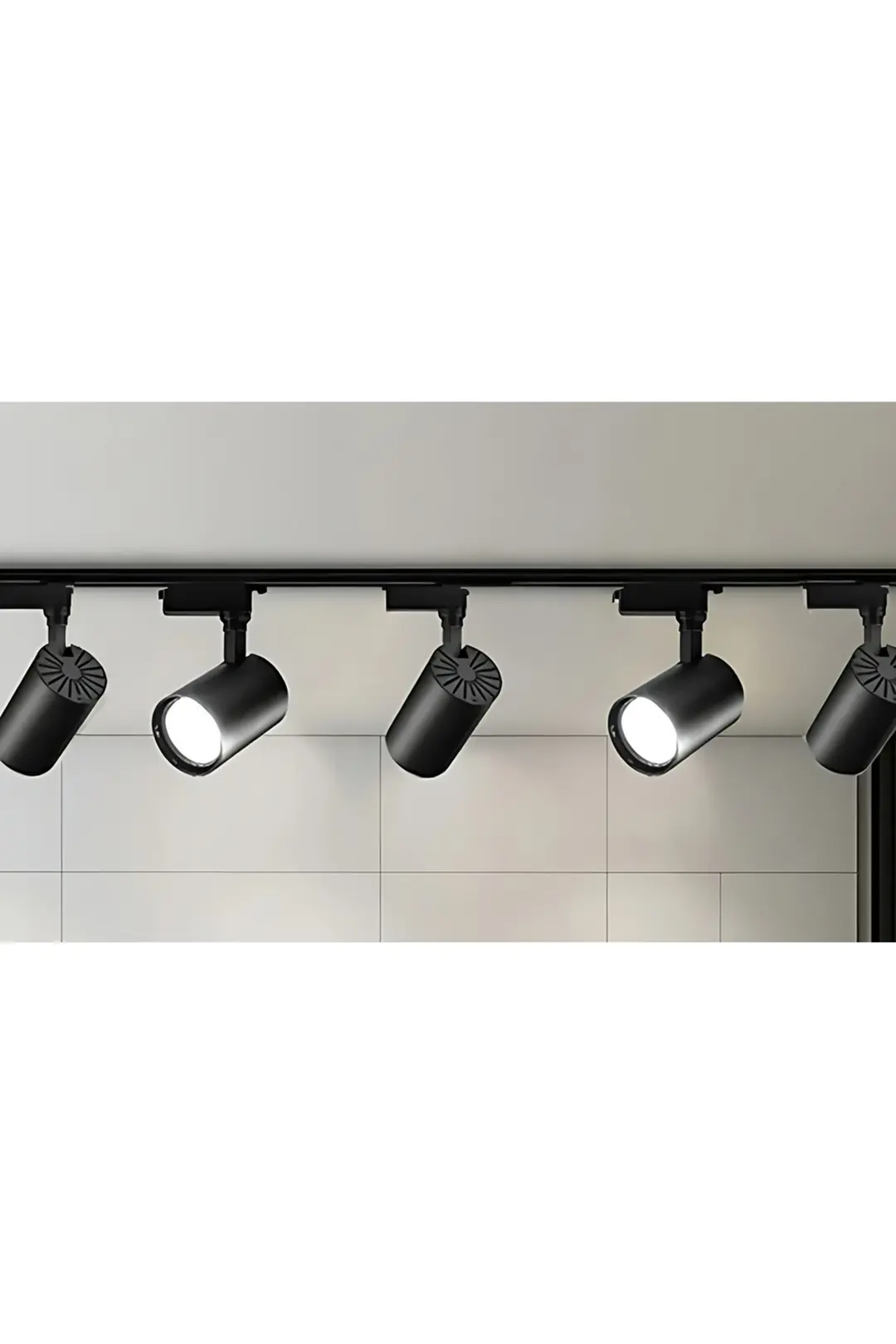 5 Adet Siyah Kasa Ve Günışığı 360 Derece Dönen Led Ray Spot Lamba ve 1 mt Raylı Armatür