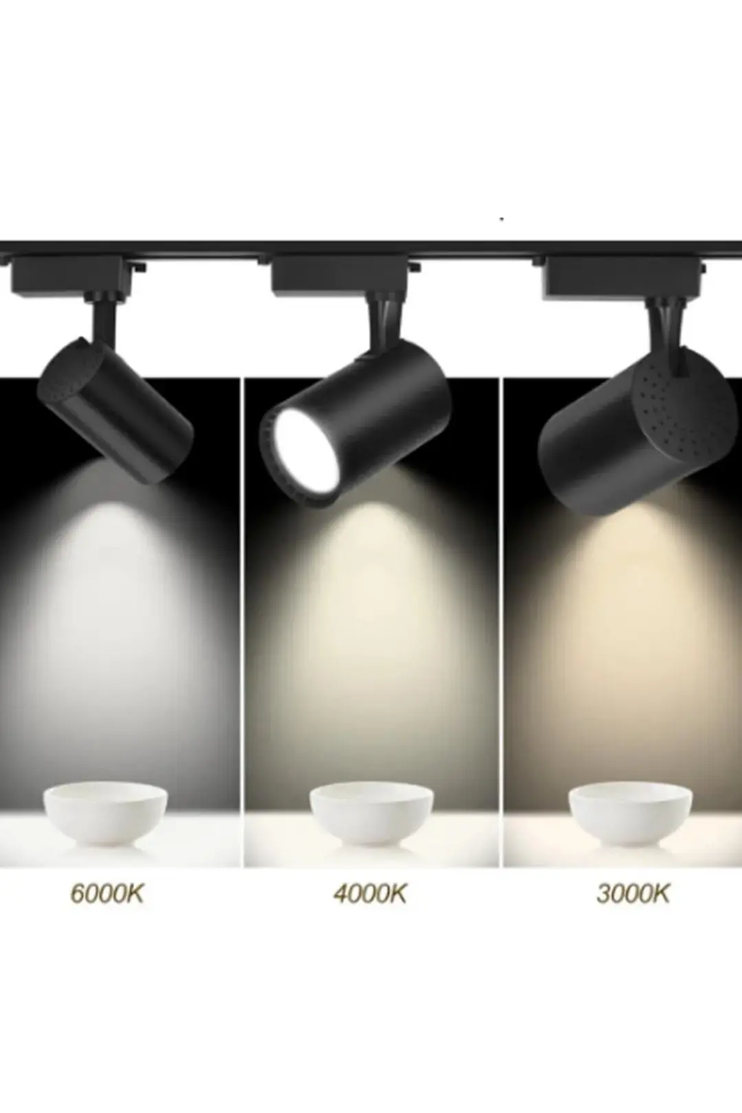 3 Adet 30w Led Beyaz Ray Spot Lamba 1 Metre Raylı Mağaza Ve Vitrin Armatürü Beyaz Kasa Beyaz Işık