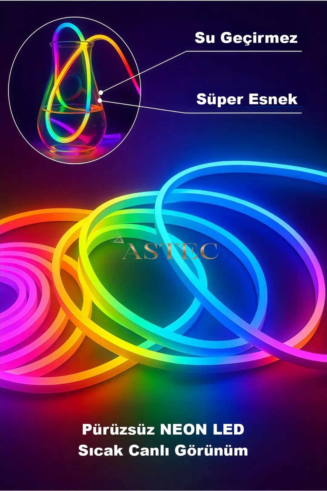 Sese Duyarlı 12V Neon RGB USB Girişli LED 5 Metre Kumanda/Telefon Kontrol Parti Işık