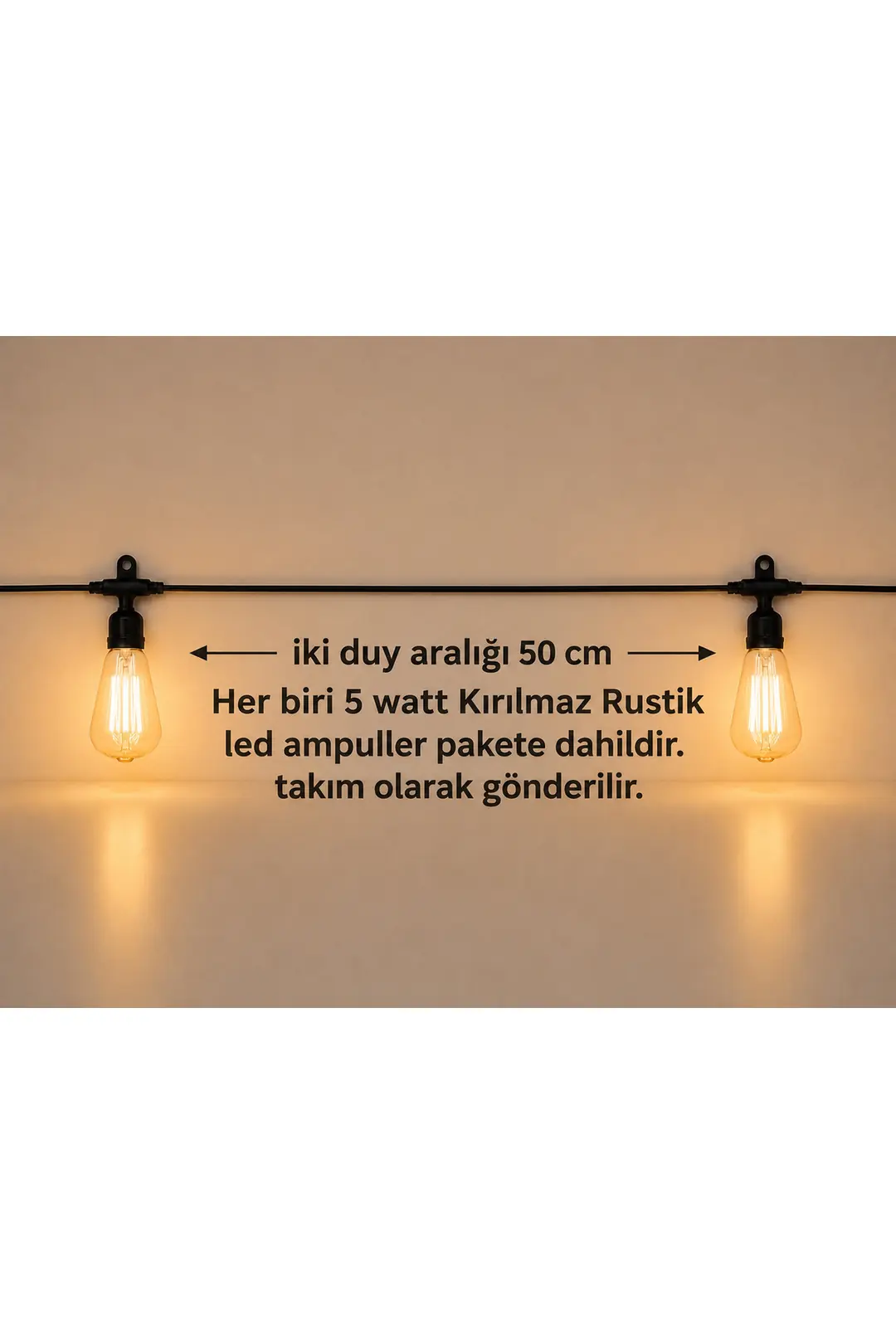 10 Metre 20 Duylu Rustik Kırılmaz Ampullü Eklenebilir Organizasyon Bahçe Ve Dış Mekan Aydınlatma