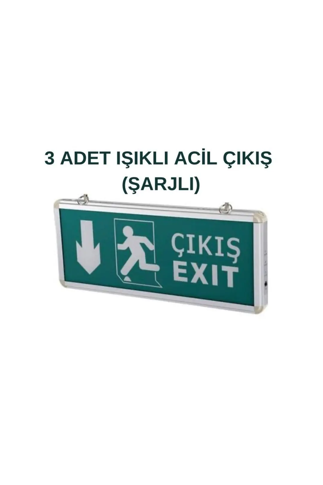 Acil Çıkış Exıt Led Armatür (3 Adet) Aşağı Yön (şarjlı)