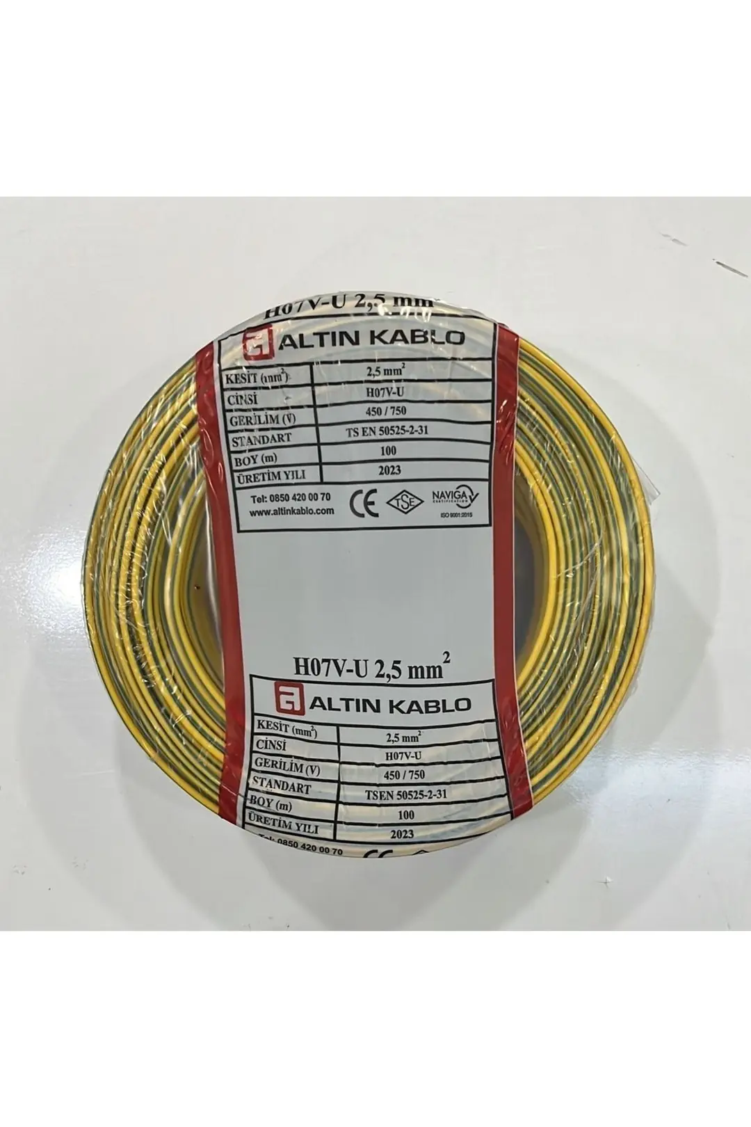 2.5 Mm Nya Kablo Tek Damar Yeşil-sarı 100 Metre