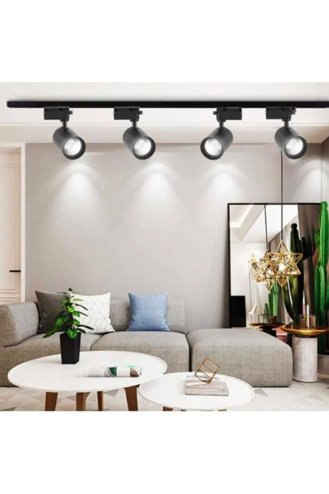 Siyah Kasa Beyaz Işık Set Ray Spot 1 Metre Ray 4'lü
