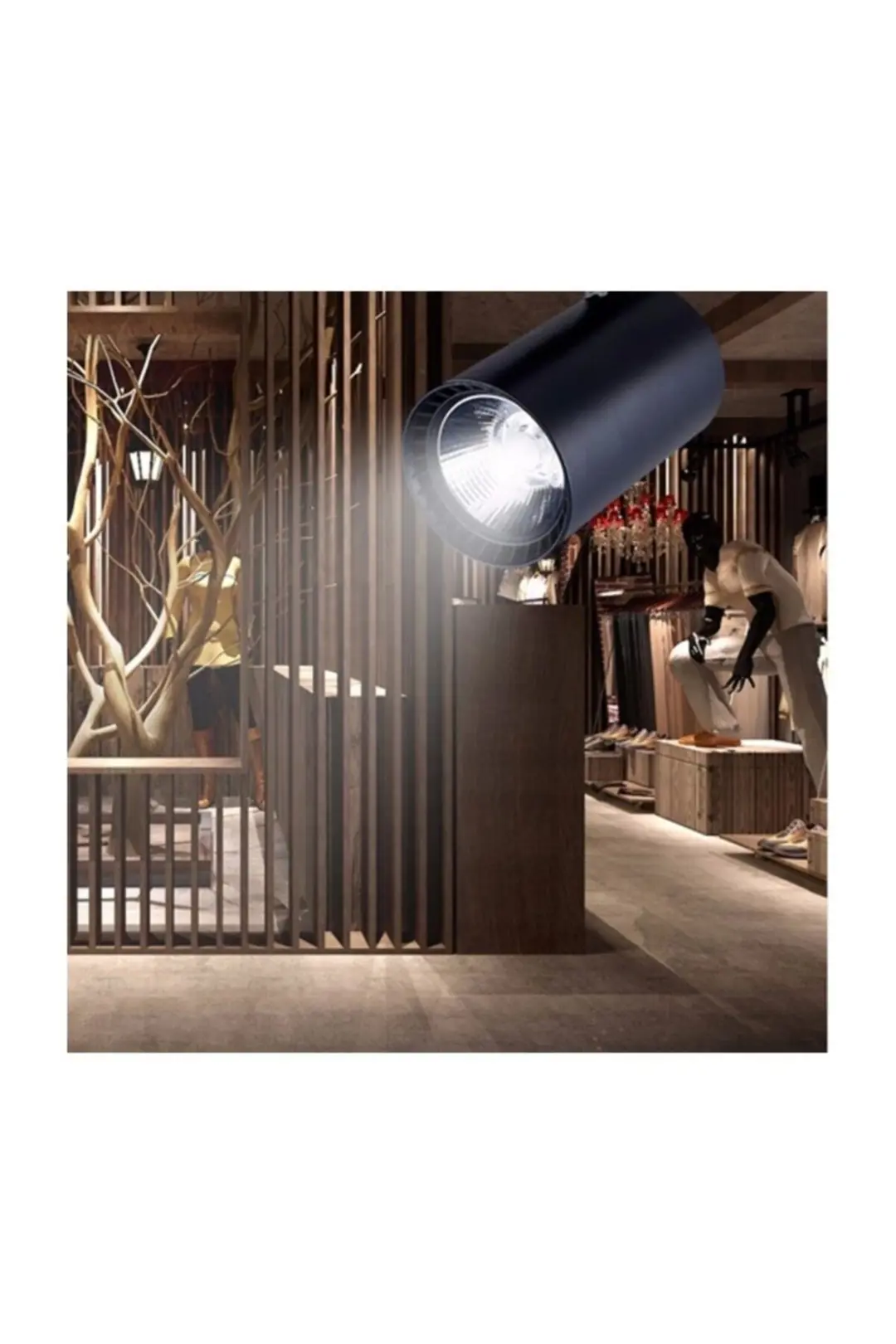 4 Adet 30W Led Ray Spot+1 METRE RAY Vitrin Mağaza Armatürü Siyah Kasa Beyaz Işıklı Led Ray