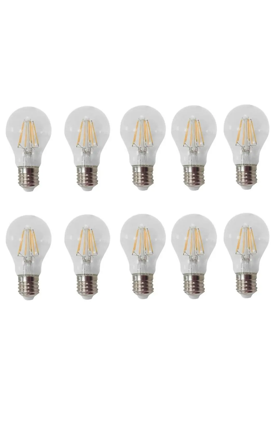 10 Adet K2 6W E27 2700K Sarı Işık A60 Led Flamanlı Rustik Ampul KES501