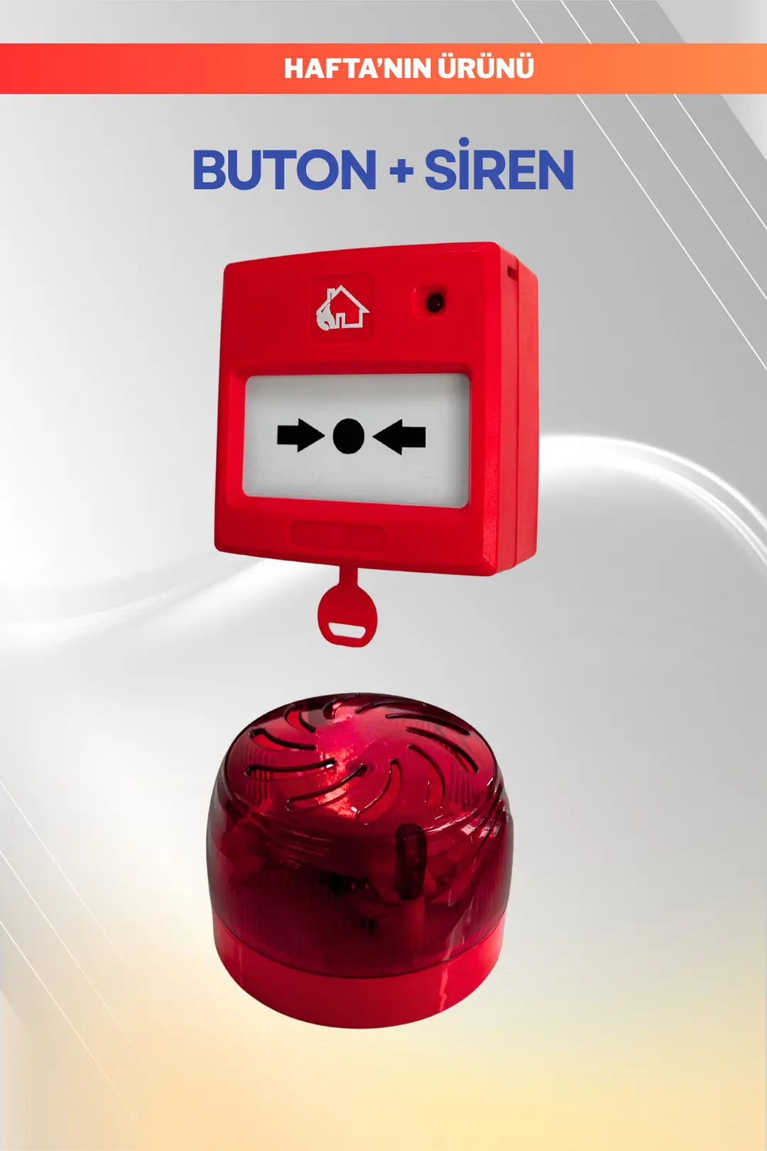 Yangın Alarm Ihbar Sireni Ve Butonu 2'li Set
