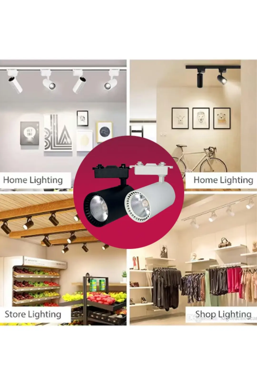 3 Adet 30w Led Beyaz Ray Spot Lamba 1 Metre Raylı Mağaza Ve Vitrin Armatürü Beyaz Kasa Beyaz Işık