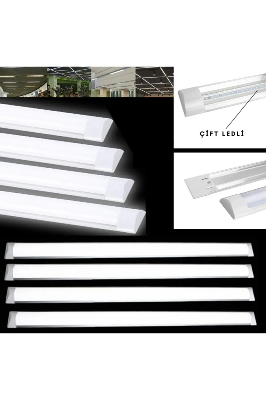 8 Adet 40w Floresan Yatay Led Bant Armatür Tavan Aydınlatma 120 Cm Led Armatür