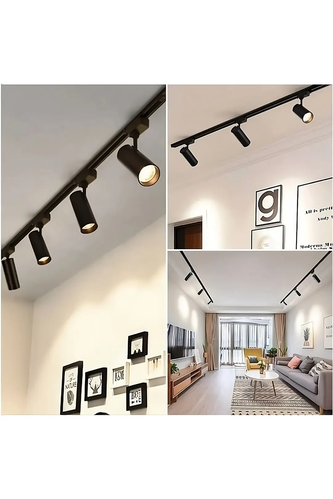Öztekten Siyah Kasa Ve Günışığı 6 Adet 360 Derece Dönen Led Ray Spot Lamba 1 Adet 2 mt Raylı Armatür