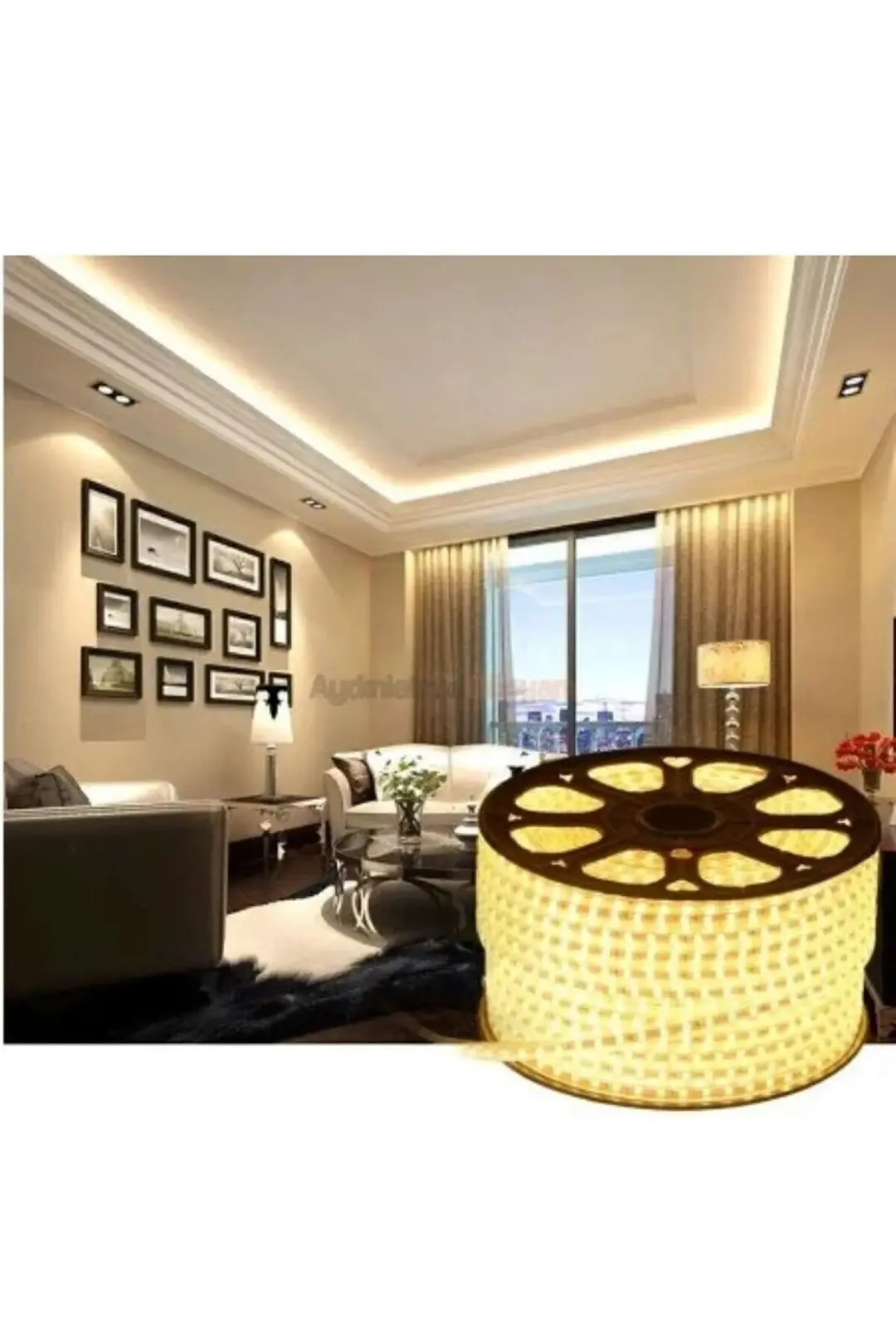 25 Metre Amber 3 Çipli Şerit Led Işık Hortum Led Aydınlatma Dış Mekan Su Geçirmez Hortum
