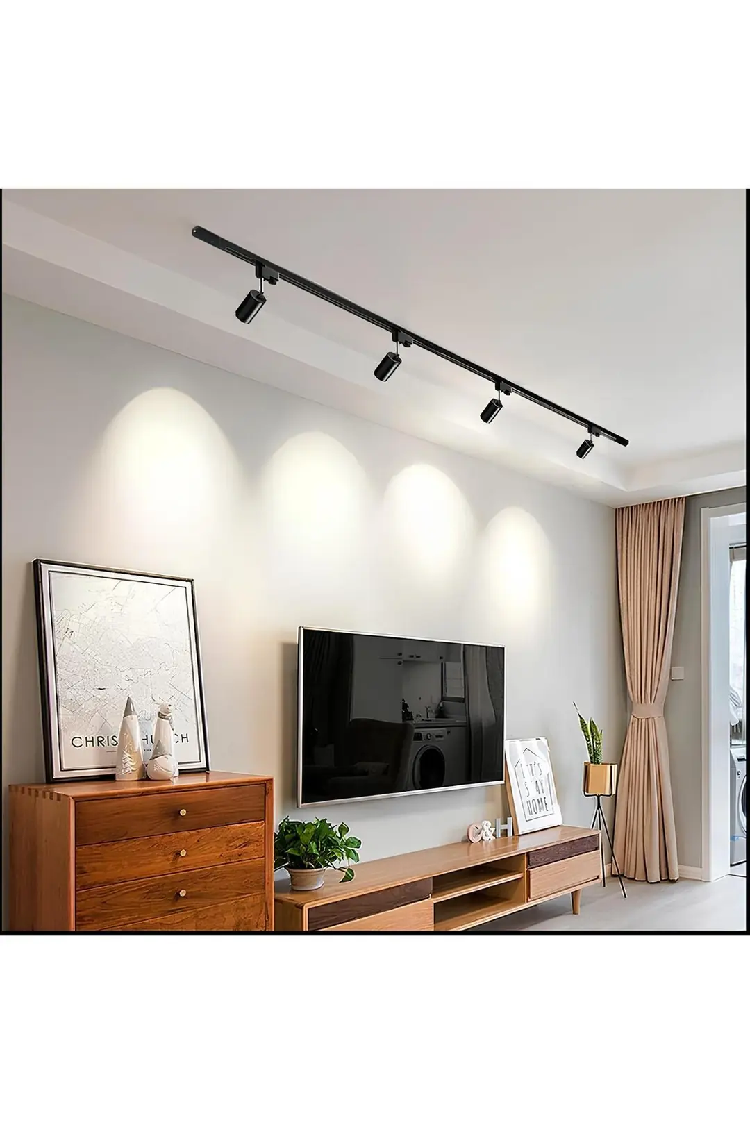 Öztekten Siyah Kasa Ve Günışığı 6 Adet 360 Derece Dönen Led Ray Spot Lamba 1 Adet 2 mt Raylı Armatür