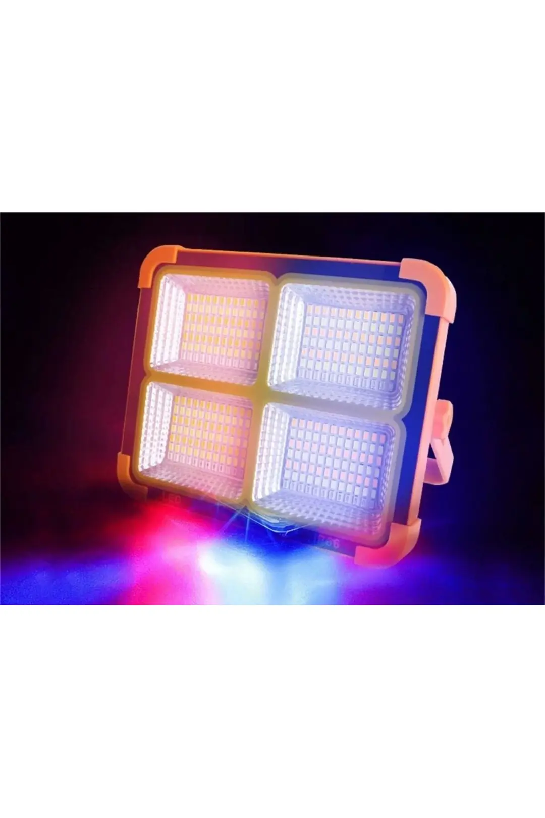 Güneş Enerjili Solar 200w Watt Led Projektör Taşınabilir Sarı Beyaz Ve Çakar Işık Lamba Ip44