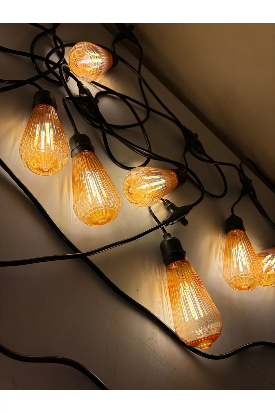 Kırılmaz Rustik Led Ampullü 10 Metre 10 Duy Organizasyon Parti Bahçe Düğün Sıralı Zincir Aydınlatma