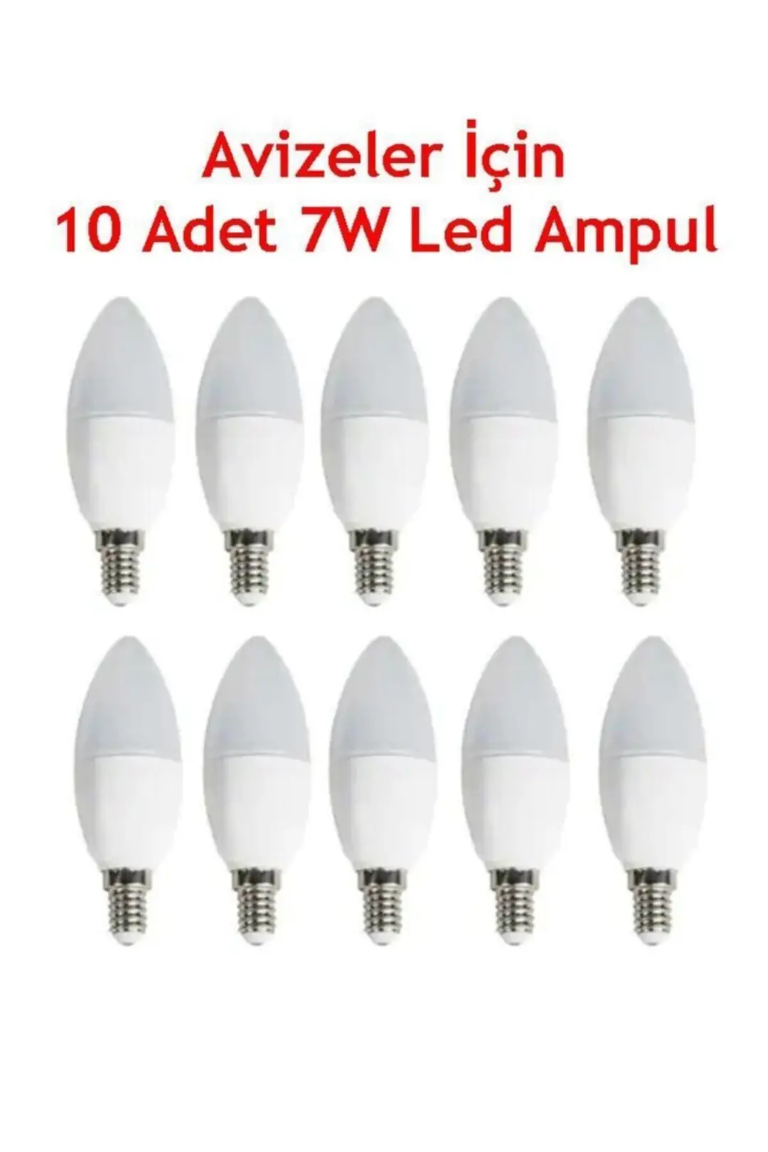 Avizeler Için E-14 Duylu 7w Led Ampul Beyaz Işık 10 Adet
