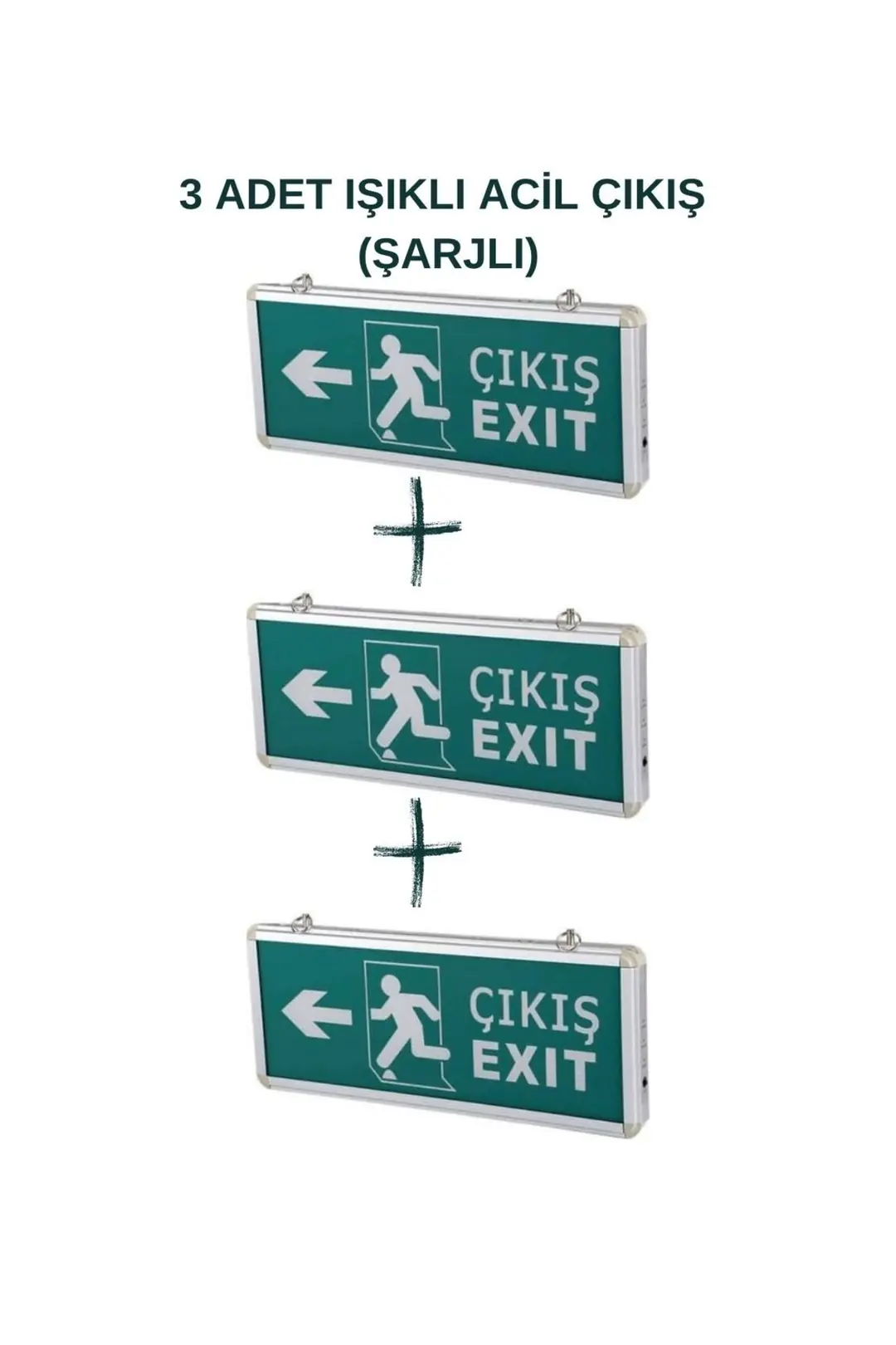 Acil Çıkış Exıt Led Armatür (3 Adet) Yan Yön (sağ-sol) Çift Taraflı (şarjlı)