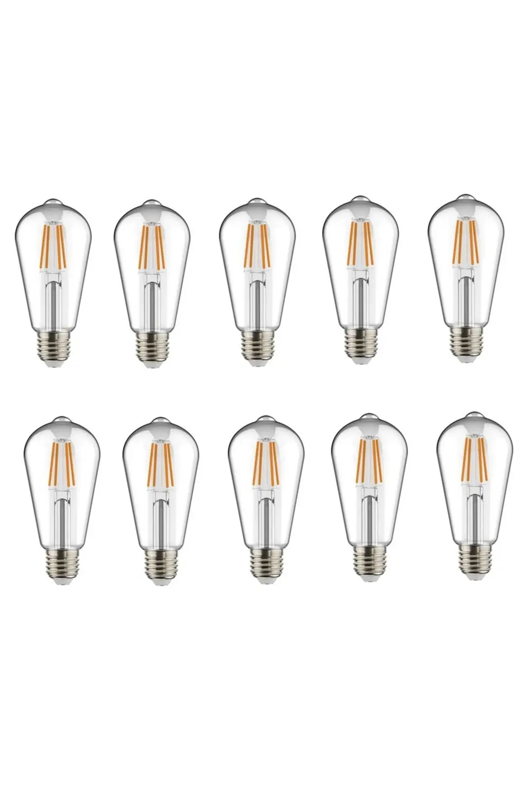 10 Adet K2 6W E27 2700K Sarı Işık Flamanlı Rustik Led Ampul KES505