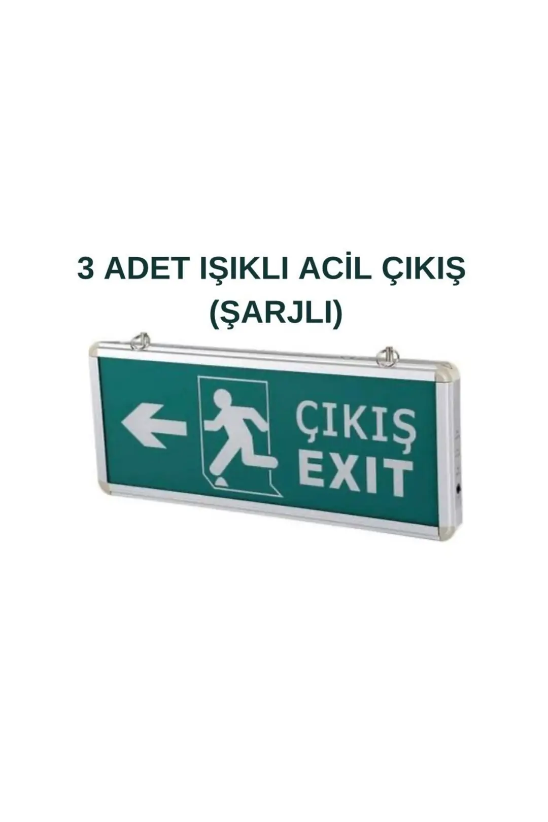 Acil Çıkış Exıt Led Armatür (3 Adet) Yan Yön (sağ-sol) Çift Taraflı (şarjlı)