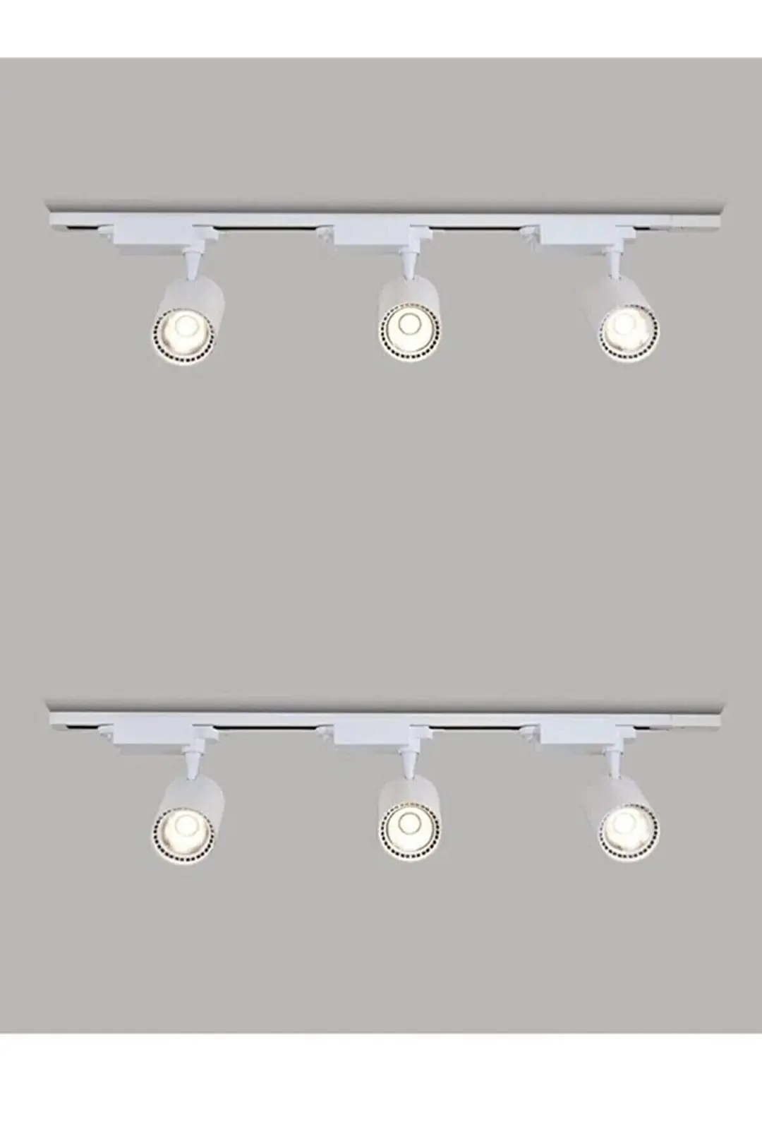6 Adet 30w Ray Spot Vitrin Armatürü 2 Metre 1+1 Raylı Spot Lamba Beyaz Kasa Günışığı