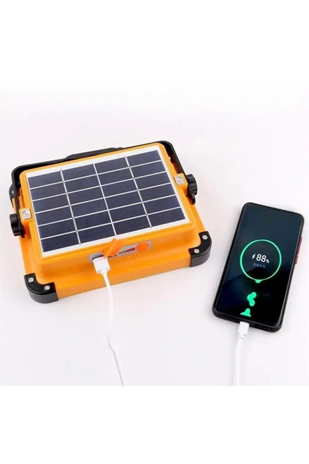 Unichrome Güneş Enerjili Solar 200w Watt Led Projektör Taşınabilir Sarı Beyaz Ve Çakar Işık Lamba