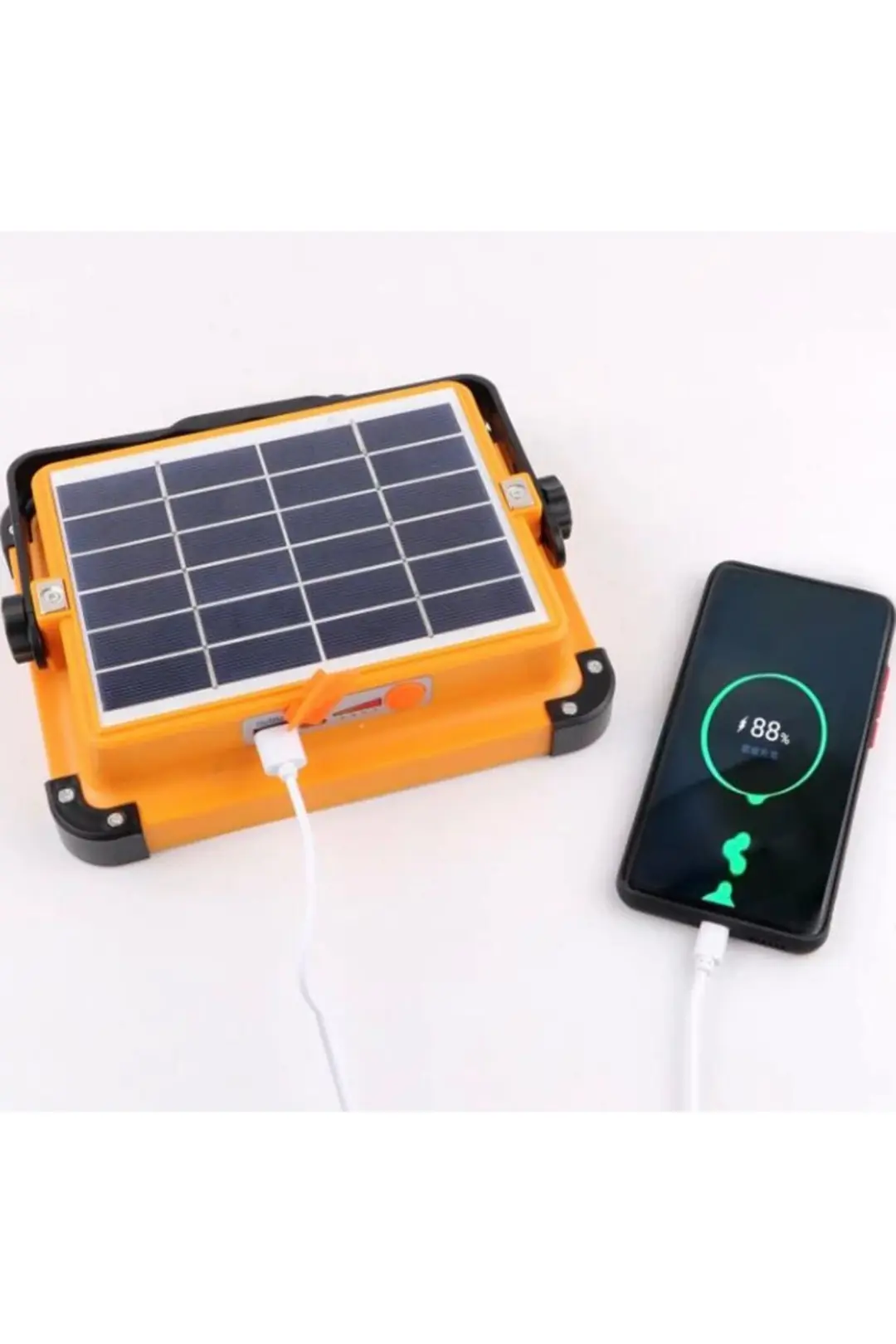 Güneş Enerjili Solar 200w Watt Led Projektör Taşınabilir Sarı Beyaz Ve Çakar Işık Lamba Ip44